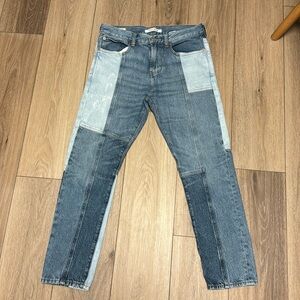 PacSun NWOT UNISEX 32x26 (tag says 29x30) multi patch denim slim taper jeans